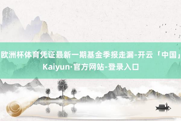 欧洲杯体育凭证最新一期基金季报走漏-开云「中国」Kaiyun·官方网站-登录入口