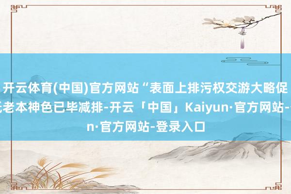 开云体育(中国)官方网站“表面上排污权交游大略促进以较低老本神色已毕减排-开云「中国」Kaiyun·官方网站-登录入口