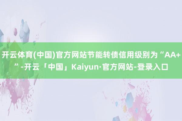 开云体育(中国)官方网站节能转债信用级别为“AA+”-开云「中国」Kaiyun·官方网站-登录入口