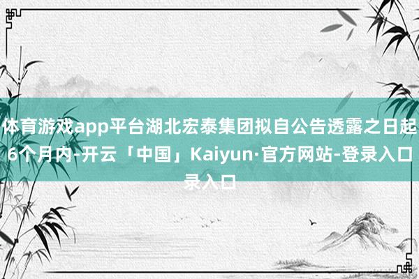 体育游戏app平台湖北宏泰集团拟自公告透露之日起6个月内-开云「中国」Kaiyun·官方网站-登录入口