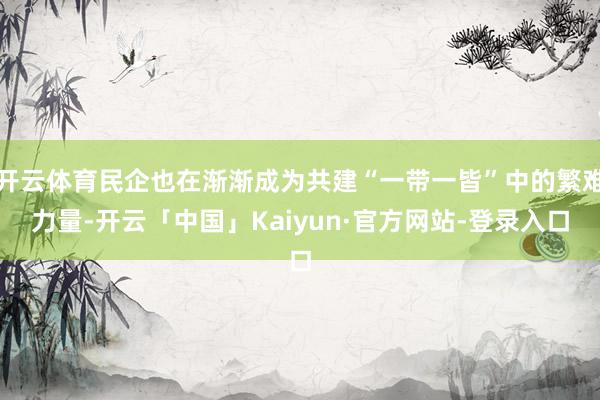 开云体育民企也在渐渐成为共建“一带一皆”中的繁难力量-开云「中国」Kaiyun·官方网站-登录入口