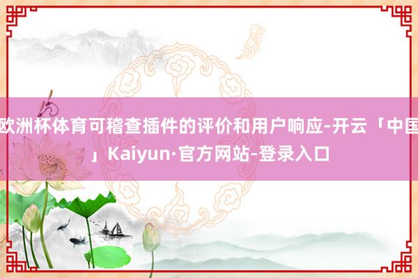欧洲杯体育可稽查插件的评价和用户响应-开云「中国」Kaiyun·官方网站-登录入口