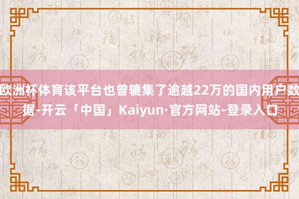 欧洲杯体育该平台也曾辘集了逾越22万的国内用户数据-开云「中国」Kaiyun·官方网站-登录入口