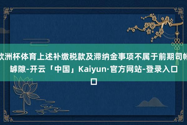欧洲杯体育上述补缴税款及滞纳金事项不属于前期司帐罅隙-开云「中国」Kaiyun·官方网站-登录入口