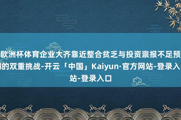 欧洲杯体育企业大齐靠近整合贫乏与投资禀报不足预期的双重挑战-开云「中国」Kaiyun·官方网站-登录入口
